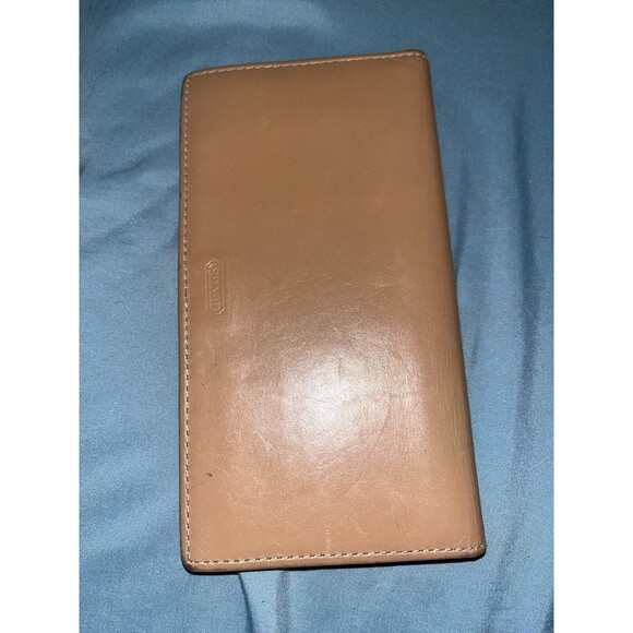 coach Checkbook wallet Single Fold Brown - Picture 1 of 8